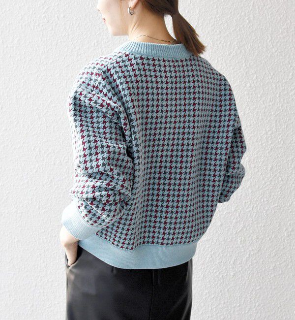 SHIPS any「SHIPS any:〈手洗い可能〉モールヤーン クルーネック 千鳥柄 カーディガン」|カーディガン|