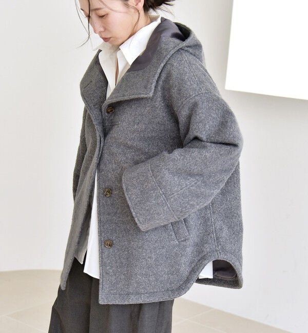 quaranciel「quaranciel: スタンドカラー フーデット ミディ コート」|その他|