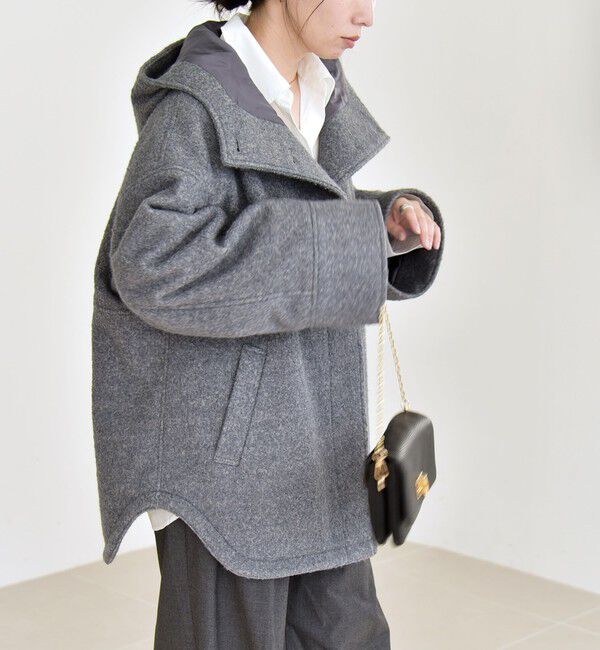 quaranciel「quaranciel: スタンドカラー フーデット ミディ コート」|その他|