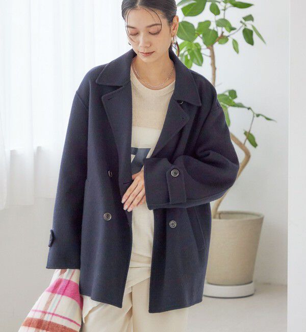 SHIPS for women「SUPER140 ダブル フェイス ショート コート」|ピーコート|