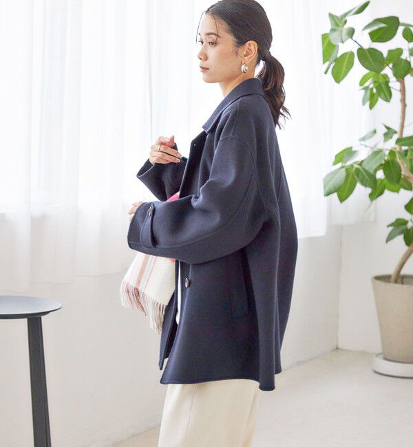 SHIPS for women「SUPER140 ダブル フェイス ショート コート」|ピーコート|