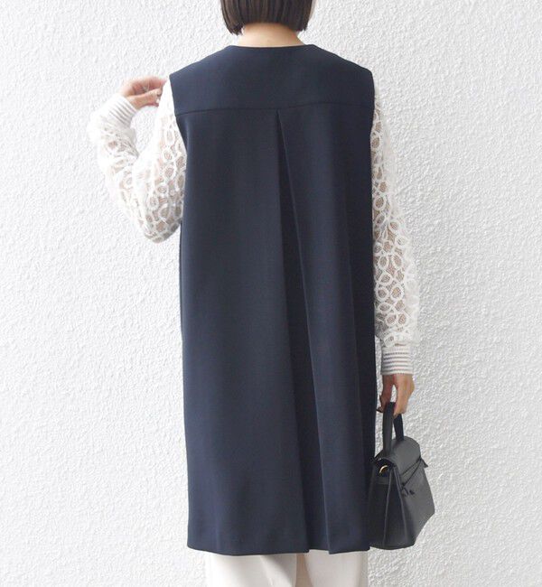 SHIPS for women「【SHIPS別注】kaene:〈洗濯機可能〉ダンボール フリル ロング ジレ（セレモニー対応可）」|ベスト・ジレ|