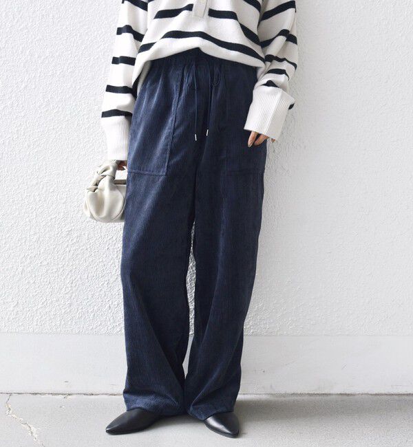 SHIPS for women「〈洗濯機可能〉TUMUGITO(R) コーデュロイ ドロスト パンツ 2」|その他|ネイビー