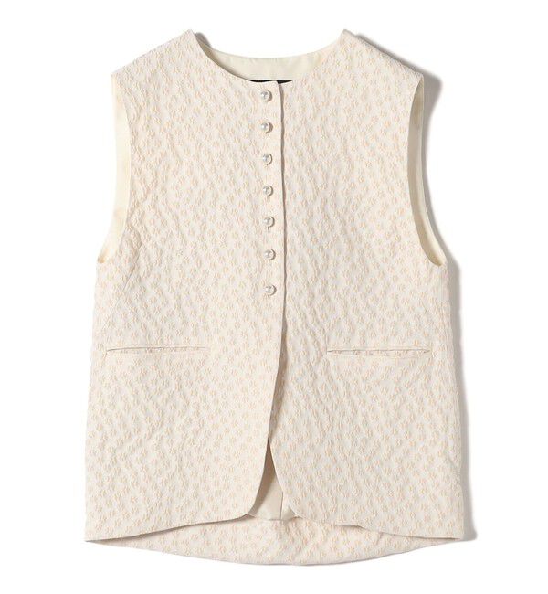 SHIPS for women「ミニ フラワー ジャカード パール モチーフ ボタン ジレ（セレモニー対応可）」|ベスト・ジレ|