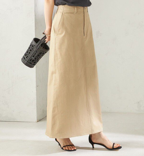 SHIPS for women「〈洗濯機可能〉ストレッチ チノ 硫化染め ステッチ スカート」|スカート|