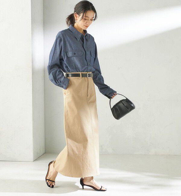 SHIPS for women「〈洗濯機可能〉ストレッチ チノ 硫化染め ステッチ スカート」|スカート|