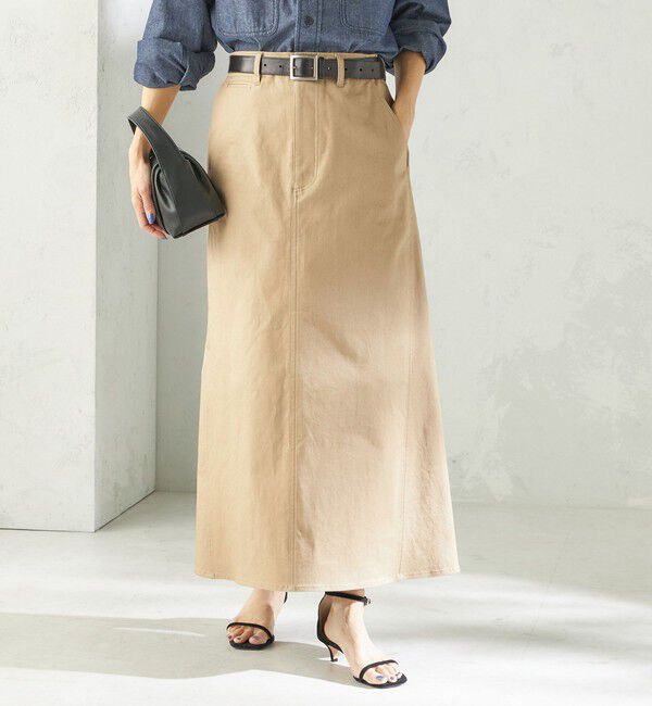 SHIPS for women「〈洗濯機可能〉ストレッチ チノ 硫化染め ステッチ スカート」|スカート|