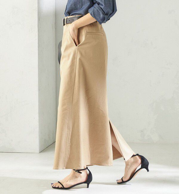 SHIPS for women「〈洗濯機可能〉ストレッチ チノ 硫化染め ステッチ スカート」|スカート|