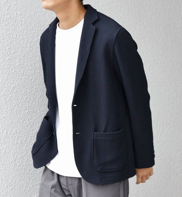 SHIPS any「SHIPS any:〈洗濯機可能〉TEXBRID(R) リネン混 タックハニカム ニット ジャケット◇」|テーラードジャケット|
