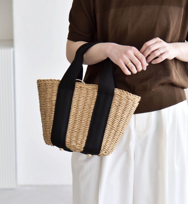 quaranciel「quaranciel: バイカラー テープハンドル ペーパー トート バッグ」|トートバッグ|ナチュラル