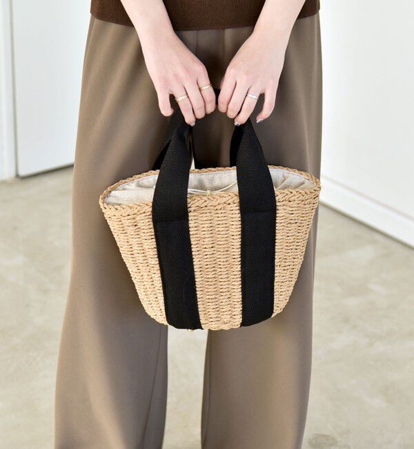 quaranciel「quaranciel: バイカラー テープハンドル ペーパー トート バッグ」|トートバッグ|