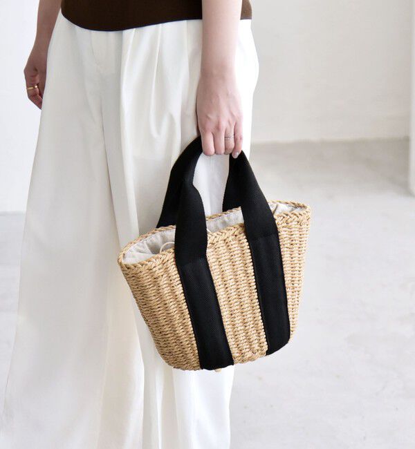 quaranciel「quaranciel: バイカラー テープハンドル ペーパー トート バッグ」|トートバッグ|