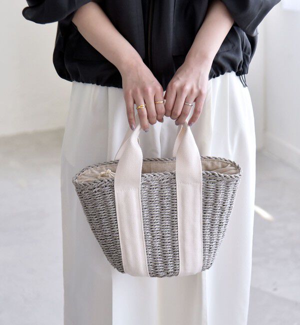 quaranciel「quaranciel: バイカラー テープハンドル ペーパー トート バッグ」|トートバッグ|