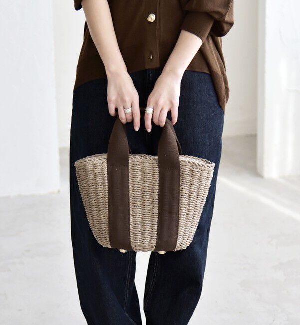 quaranciel「quaranciel: バイカラー テープハンドル ペーパー トート バッグ」|トートバッグ|