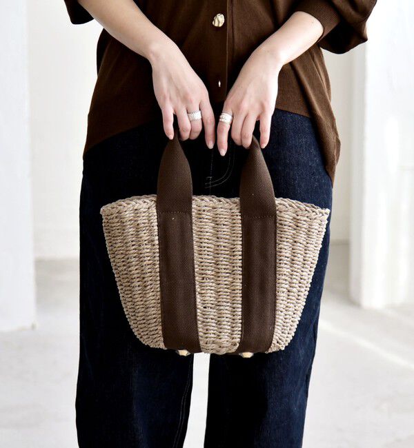 quaranciel「quaranciel: バイカラー テープハンドル ペーパー トート バッグ」|トートバッグ|