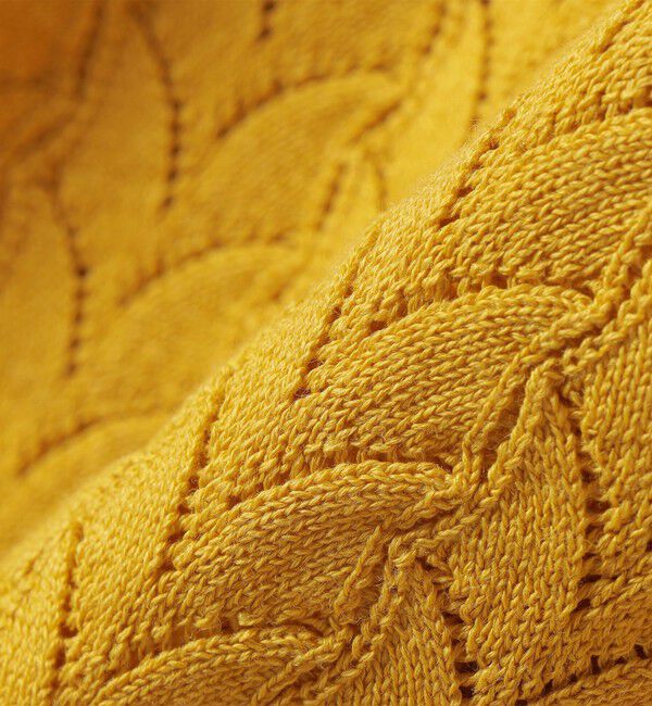 SHIPS for women「SHIPS Primary Navy Label:〈手洗い可能〉柄編み 5分袖 プルオーバー」|ニット・セーター|