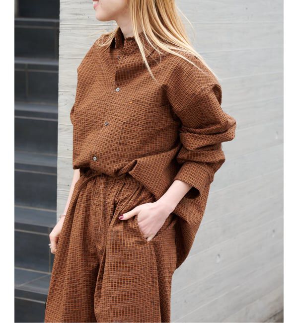 OUTDOOR PRODUCTS Usual Things「コットンサッカーチェックワイドシャツ セットアップ対応」|シャツ・ブラウス|