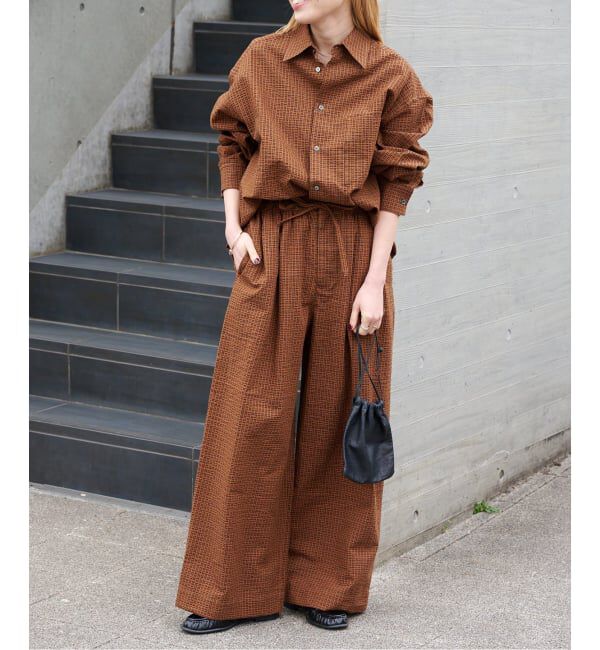 OUTDOOR PRODUCTS Usual Things「コットンサッカーチェックワイドシャツ セットアップ対応」|シャツ・ブラウス|