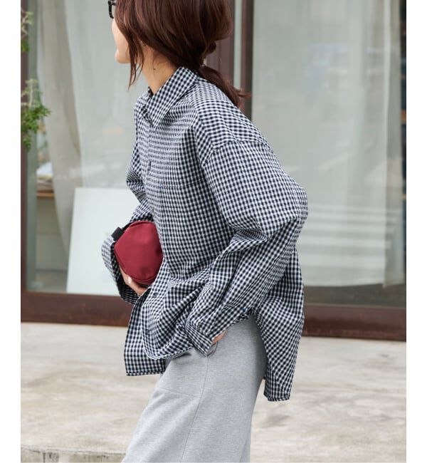 OUTDOOR PRODUCTS Usual Things「コットンサッカーチェックワイドシャツ セットアップ対応」|シャツ・ブラウス|