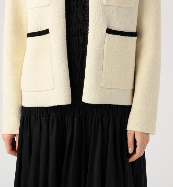 Ballsey「ウールナイロンブークレー フロントオープンカーディガン」|カーディガン|