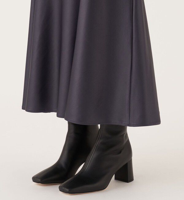 DES PRES「レザーライクサテン マーメイドマキシスカート」|フレア|