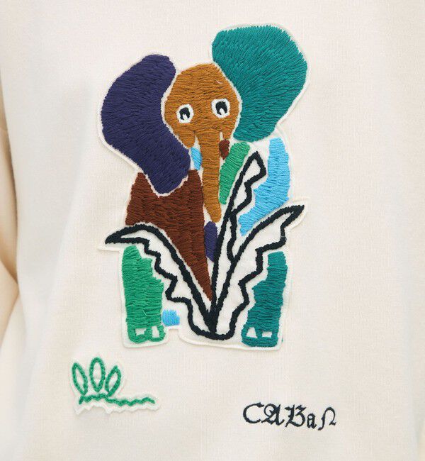 CABaN「CABaN コットンカシミヤ Elephantエンブロイダリークルーネックプルオーバー」|ニット・セーター|