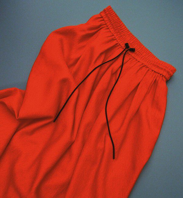 MACPHEE「【WEB限定】クレープサテン ギャザーロングスカート」|フレア|35 レッド