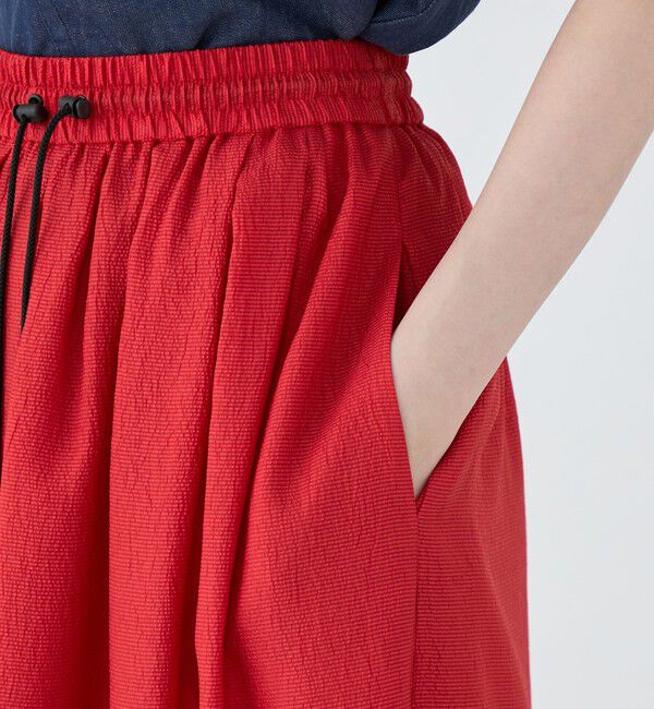 MACPHEE「【WEB限定】クレープサテン ギャザーロングスカート」|フレア|