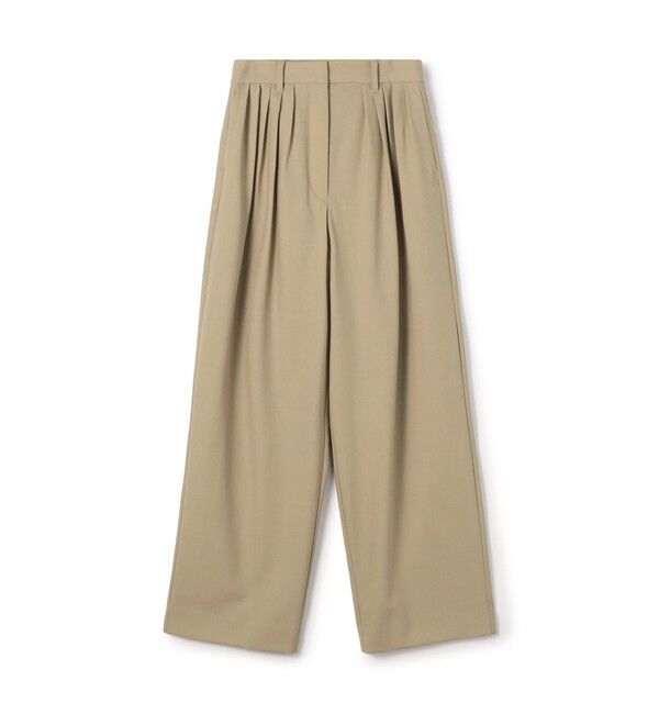 BACCA「ウールドスキン ワイドタックパンツ」|スラックス|43 ベージュ