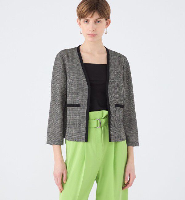 Ballsey「ポリエステルレーヨンカラミ Vカラージャケット」|ノーカラージャケット|