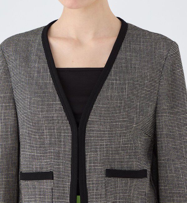 Ballsey「ポリエステルレーヨンカラミ Vカラージャケット」|ノーカラージャケット|