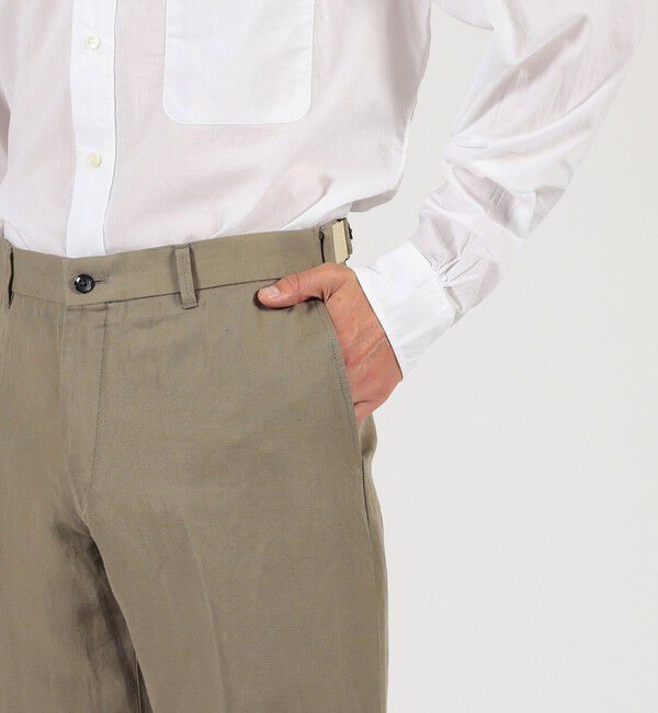 TOMORROWLAND MENS「リネンコットン サイドアジャスター ノープリーツパンツ SONDRIO」|チノ|