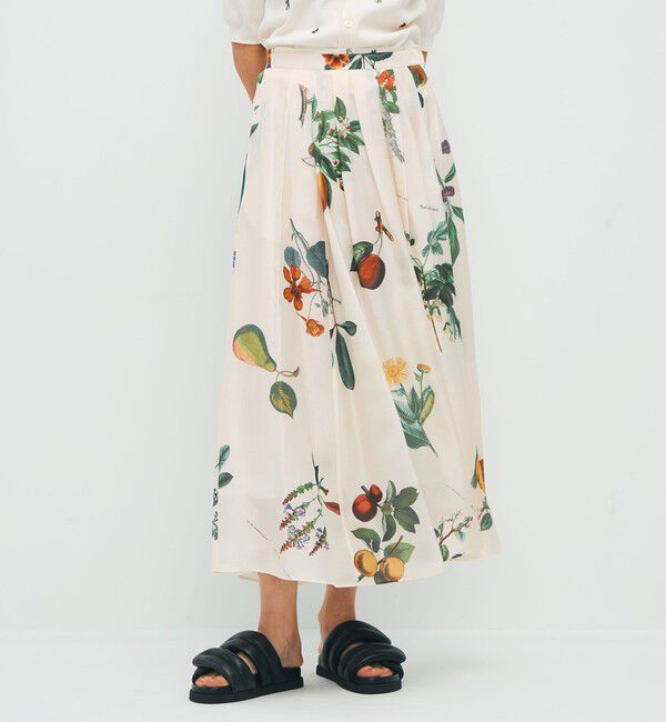 CABaN「シルク Green Showerプリント フレアスカート」|スカート|