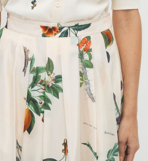 CABaN「シルク Green Showerプリント フレアスカート」|スカート|