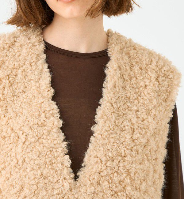 Ballsey「ミックスファー Vネックベスト」|ベスト・ジレ|