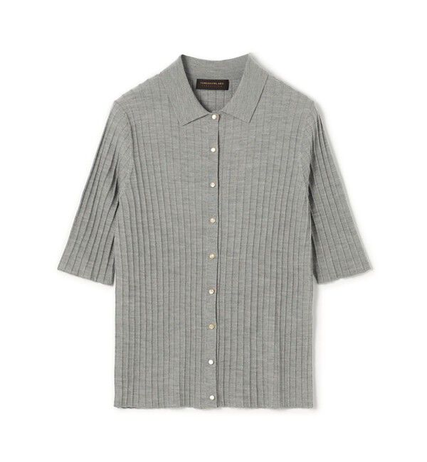 TOMORROWLAND collection「カシミヤシルクリブ ポロカーディガン」|ニット・セーター|15 グレー