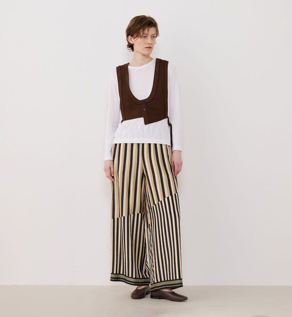 GALERIE VIE「シルクハブタエストライププリント ワイドイージーパンツ」|その他|