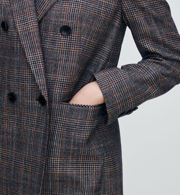 TOMORROWLAND collection「SILK AIR GLEN CHECK ダブルブレストジャケット」|テーラードジャケット|