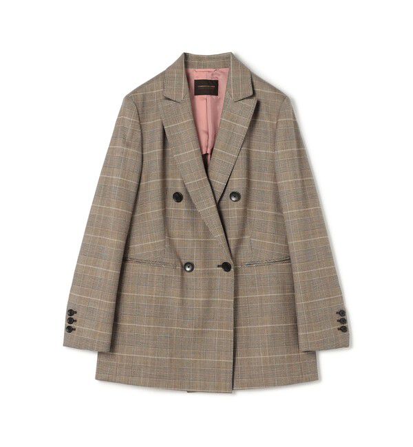 TOMORROWLAND collection「バーガンディーグレンチェック ダブルブレストジャケット」|テーラードジャケット|46 ブラウン系