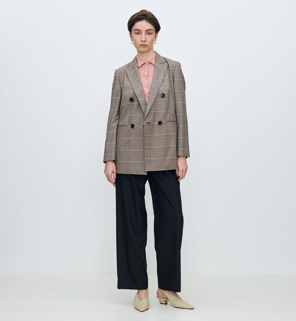 TOMORROWLAND collection「バーガンディーグレンチェック ダブルブレストジャケット」|テーラードジャケット|
