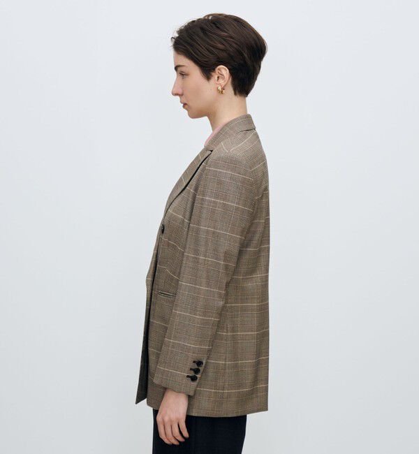 TOMORROWLAND collection「バーガンディーグレンチェック ダブルブレストジャケット」|テーラードジャケット|