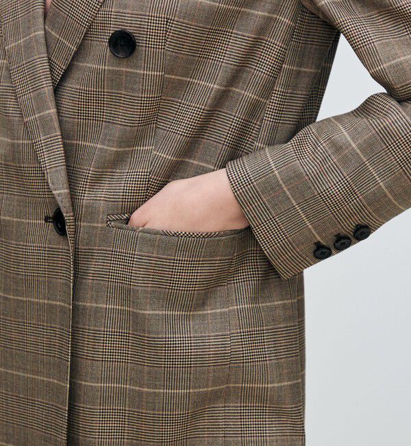 TOMORROWLAND collection「バーガンディーグレンチェック ダブルブレストジャケット」|テーラードジャケット|