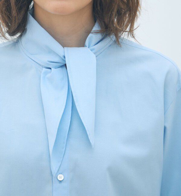 MACPHEE「コットンオックスフォード タイ付きブラウス」|シャツ・ブラウス|
