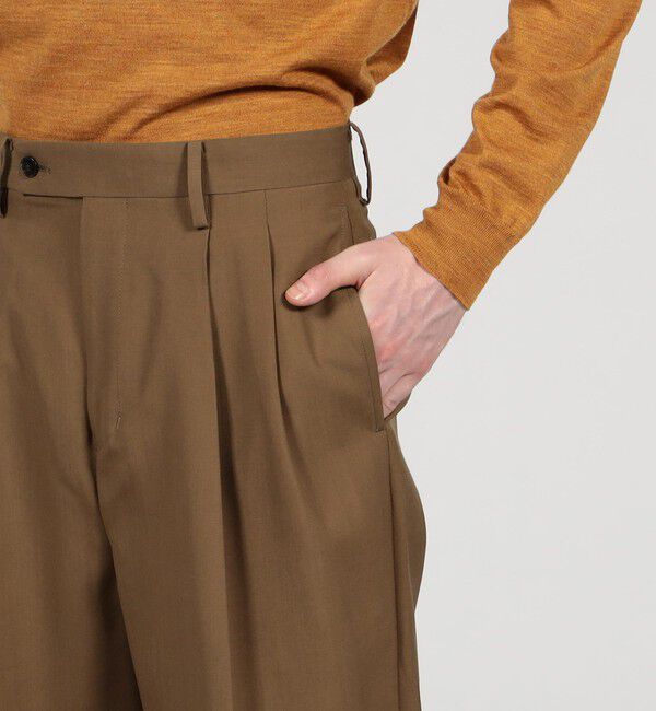 TOMORROWLAND MENS「SUPER120&rsquo;Sウール 2プリーツ ワイドストレート バレルパンツ」|スラックス|