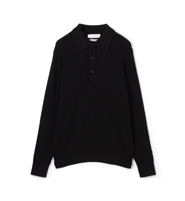 TOMORROWLAND MENS「コットンシルク ポロカラー ケーブルニット」|ニット・セーター|19 ブラック