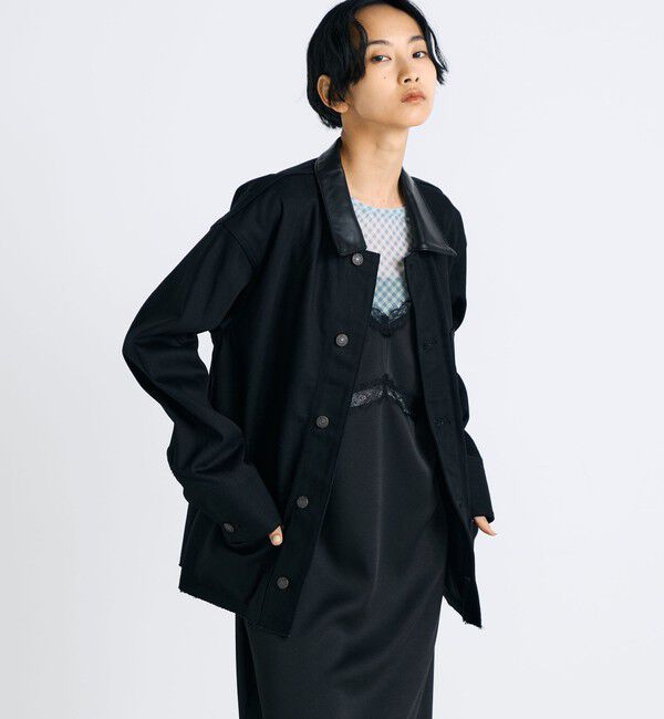 Edition「カットオフ ブラックデニム カバーオール」|ブルゾン・スタジャン|