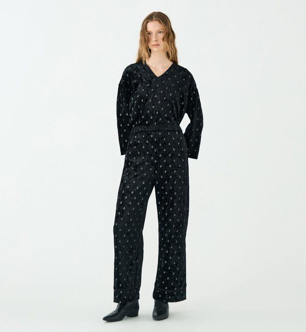 SOULEIADO「ベロアエンブロイダリー ナローストレートパンツ」|その他|