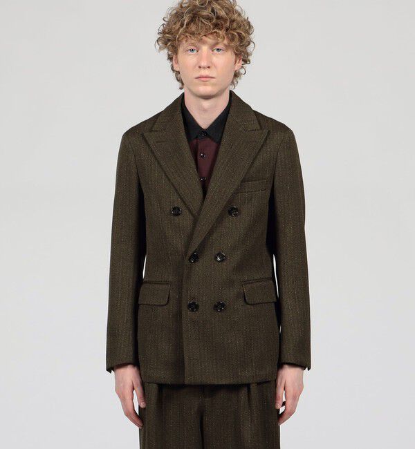 TOMORROWLAND MENS「ウールアクリルナイロンストライプ ダブルブレステッド6Bジャケット」|テーラードジャケット|