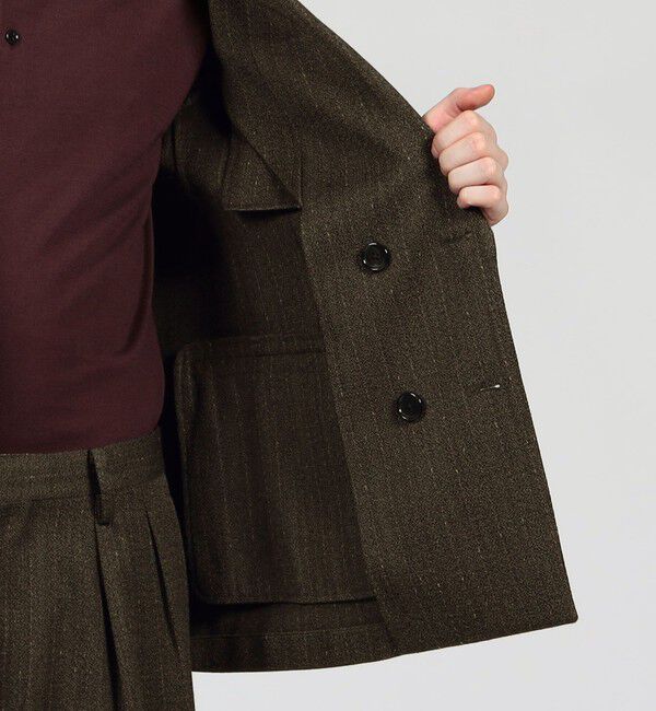 TOMORROWLAND MENS「ウールアクリルナイロンストライプ ダブルブレステッド6Bジャケット」|テーラードジャケット|