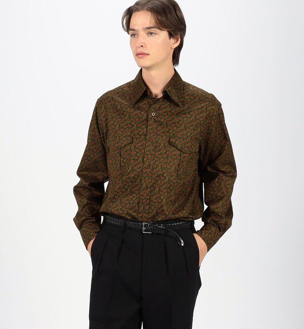 TOMORROWLAND MENS「コットンツイル ペイズリープリント ダブルポケットレギュラーカラーシャツ」|シャツ・ブラウス|